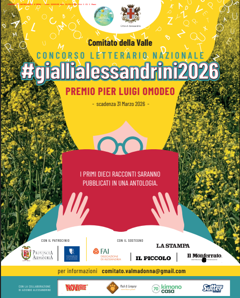 Concorso Letterario Nazionale #giallialessandrini2026 Premio Pier Luigi Omodeo per racconti inediti ambientati nel territorio della provincia di Alessandria
